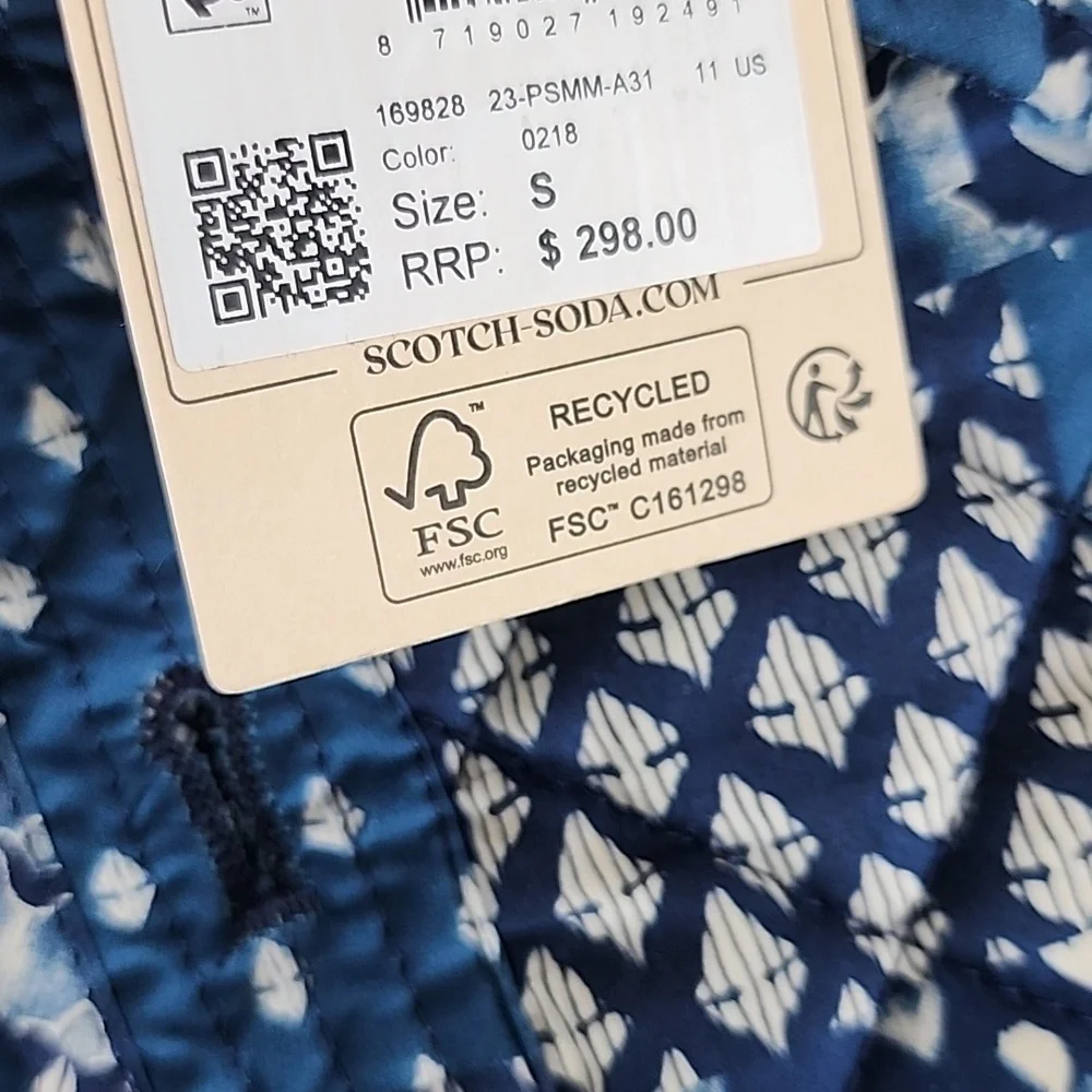 Scotch & Soda Printed QuiltedOvershirt in Blue for Men size small - Picture 7 of 11